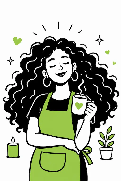 Relaxed entrepreneur enjoying coffee while her automated website works